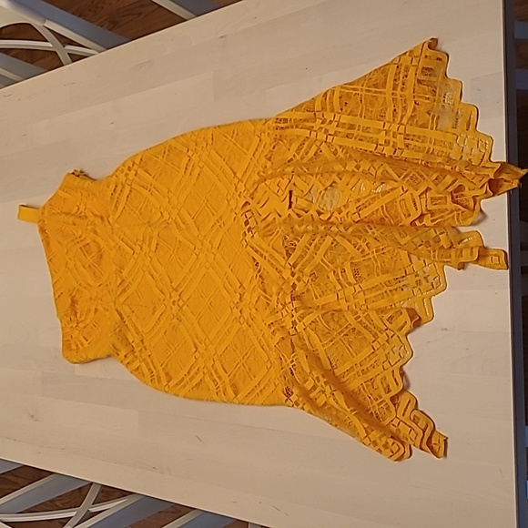 ASOS Dresses & Skirts - NWT ASOS Yellow Petite Lace Outer Fish Tail One Shoulder Dress